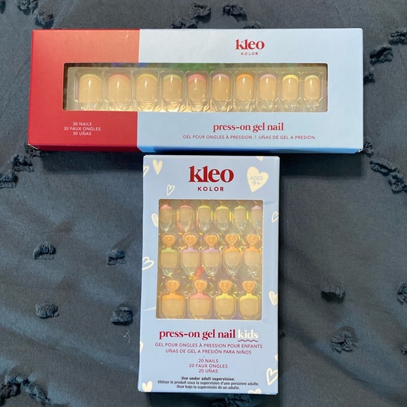 NWT mom and kid matching gel press ons in French tip pastel  includes remover - Picture 1 of 6